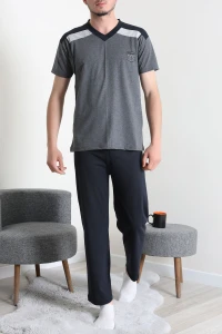 V Yaka  Erkek Pijama Takımı Füme - 41534.1838.