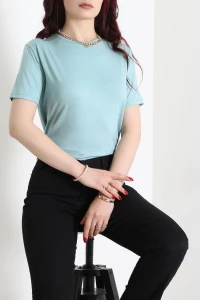 Bisiklet Yaka Kısa Kollu Viskon Bluz Mint - 71488.599.