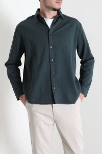 Gabardin Kumaş Cepli Erkek Gömlek Füme - 77700.2137.