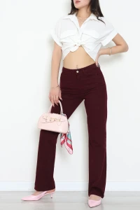 Straight Kesim Kot Pantolon Bordo - 32888.2049.