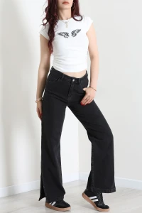 Paça Yırtmaçlı Kot Pantolon Koyufüme - 32893.2049.