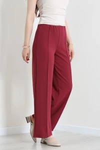 Zra Krep Lastikli Çımalı Pantolon Bordo - 51251.1837.