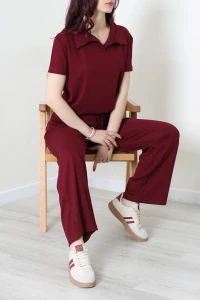 Modal Polo Yaka Eşofman Takımı Bordo - 53514.1878.