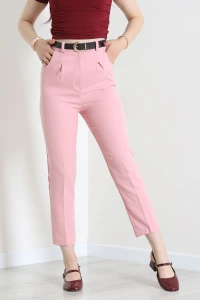 Dabıl Kumaş Cepli Kemerli Pantolon Pembe - 71501.1920.