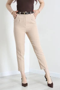 Dabıl Kumaş Cepli Kemerli Pantolon Bej - 71501.1920.
