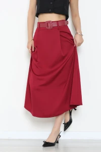 Saten Kemerli Etek Bordo - 71807.1411.