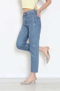 Taşlı Mom Kot Pantolon Ortamavi - 32962.1606.