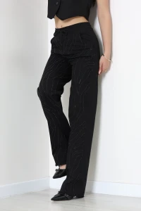 Bel Lastikli Taşlı Kot Pantolon Siyah - 33011.1968.
