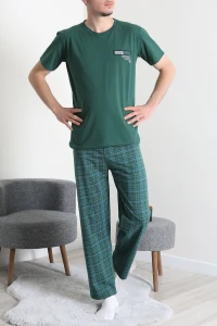 Kısa Kollu Erkek Pijama Takımı Koyuyeşil - 41985.1048.