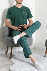Kısa Kollu Erkek Pijama Takımı Koyuyeşil - 41985.1048.