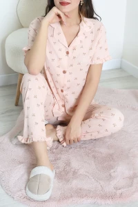 Bürümcük Düğmeli Pijama Takımı Bejkurdele - 53501.2123.