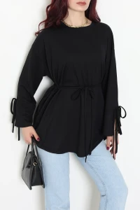 Kristal Kol Bağcıklı Kemerli Tunik Siyah - 53553.253.