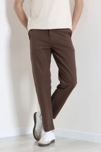 Regular Fit Keten Erkek Pantolon Kahve - 71879.1947.