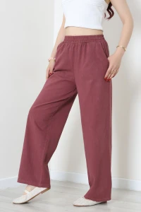 Gabardin Lastikli Pantolon Bordo - 32828.2176.