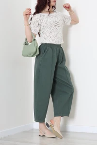 Gabardin Balon Paça Lastikli Pantolon Haki - 32829.2176.