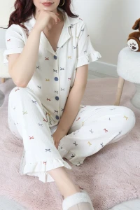 Bürümcük Fırfırlı Pijama Takımı Kremfiyonk - 127.1287.