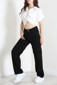 Wide Leg Palazzo Kot Pantolon Siyah - 32473.2059.