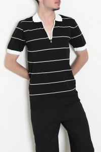 Premium Polo Yaka Triko Erkek Tişört Beyazsiyah - 71876.1947.