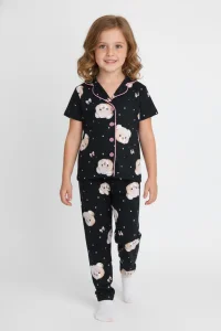 4-12 Yaş Milan Düğmeli Pijama Takımı Siyah - 53580.1776.