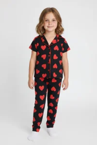 4-12 Yaş Milan Düğmeli Pijama Takımı Siyahkalpli - 53580.1776.