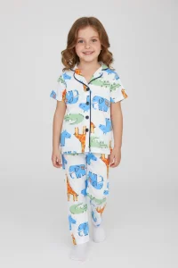 4-12 Yaş Milan Düğmeli Pijama Takımı Beyaz - 53581.1776.