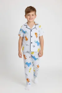 4-12 Yaş Milan Düğmeli Pijama Takımı Grimavi - 53581.1776.