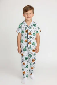 4-12 Yaş Milan Düğmeli Pijama Takımı Grituruncu - 53581.1776.