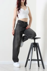Tokalı Baggy Kot Pantolon Gri - 31159.2059.