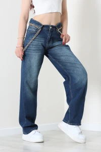 Wide Leg Kot Pantolon Mavi - 31641.2059.