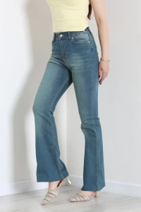 Kesik Paça Flare Kot Pantolon Mavi - 33055.2049.