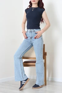 Kesik Paça Flare Kot Pantolon Buzmavi - 33055.2049.