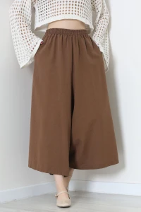Keten Görünümlü Etek Pantolon Kahve - 80872.147.