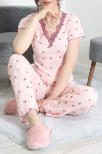 Bürümcük Dantelli Pijama Takımı Pembeçiçek - 202.1287.