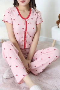 Bürümcük Dantelli Pijama Takımı Pembe - 203.1287.