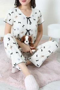 Bürümcük Dantelli Pijama Takımı Bej - 203.1287.