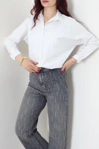Oversize Poplin Gömlek Beyaz - 44091.2118.