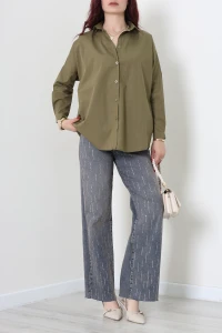 Oversize Poplin Gömlek Koyuhaki - 44091.2118.