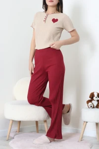 Fitilli Pijama Takımı Bordo - 52310.1567.