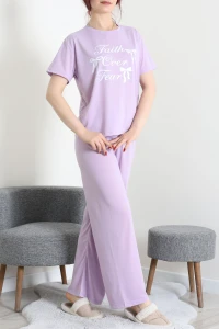 Süprem Baskılı Pijama Takımı Lilapembe - 53526.1567.