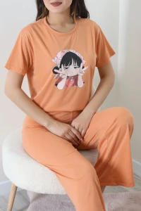Süprem Baskılı Pijama Takımı Yavruağzı - 53527.1567.