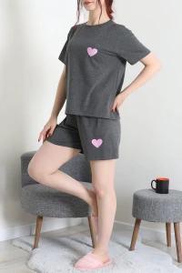 Süprem Baskılı Şortlu Pijama Takımı Antrasit - 53528.1567.