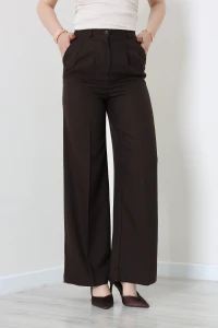 Pileli Sofya Keten Pantolon Acıkahve - 71815.2061.