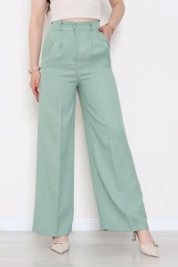 Pileli Sofya Keten Pantolon Mint - 71815.2061.