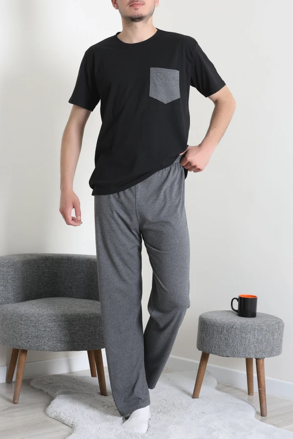 Süprem Cepli Erkek Pijama Takımı Siyahgri - 71835.1048.