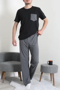 Süprem Cepli Erkek Pijama Takımı Siyahgri - 71835.1048.