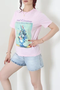 Baskılı Unisex Tişört Pembe - 71921.2192.