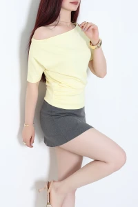 Örme Modal Drapeli Bluz Sarı - 71174.2023.