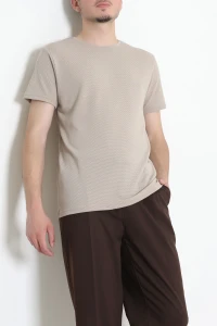 Dokulu Erkek Tişört Bej - 71882.275.