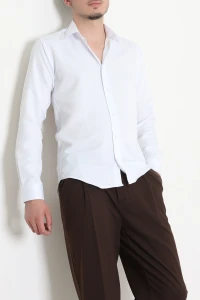 Saten Slimfit Erkek Klasik Gömlek Beyaz - 71889.2182.