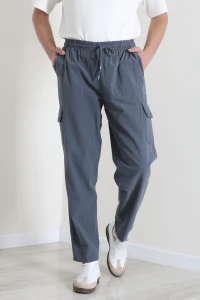 Keten Beli Lastikli Kargo Cepli Erkek Pantolon İndigo - 71908.2170.